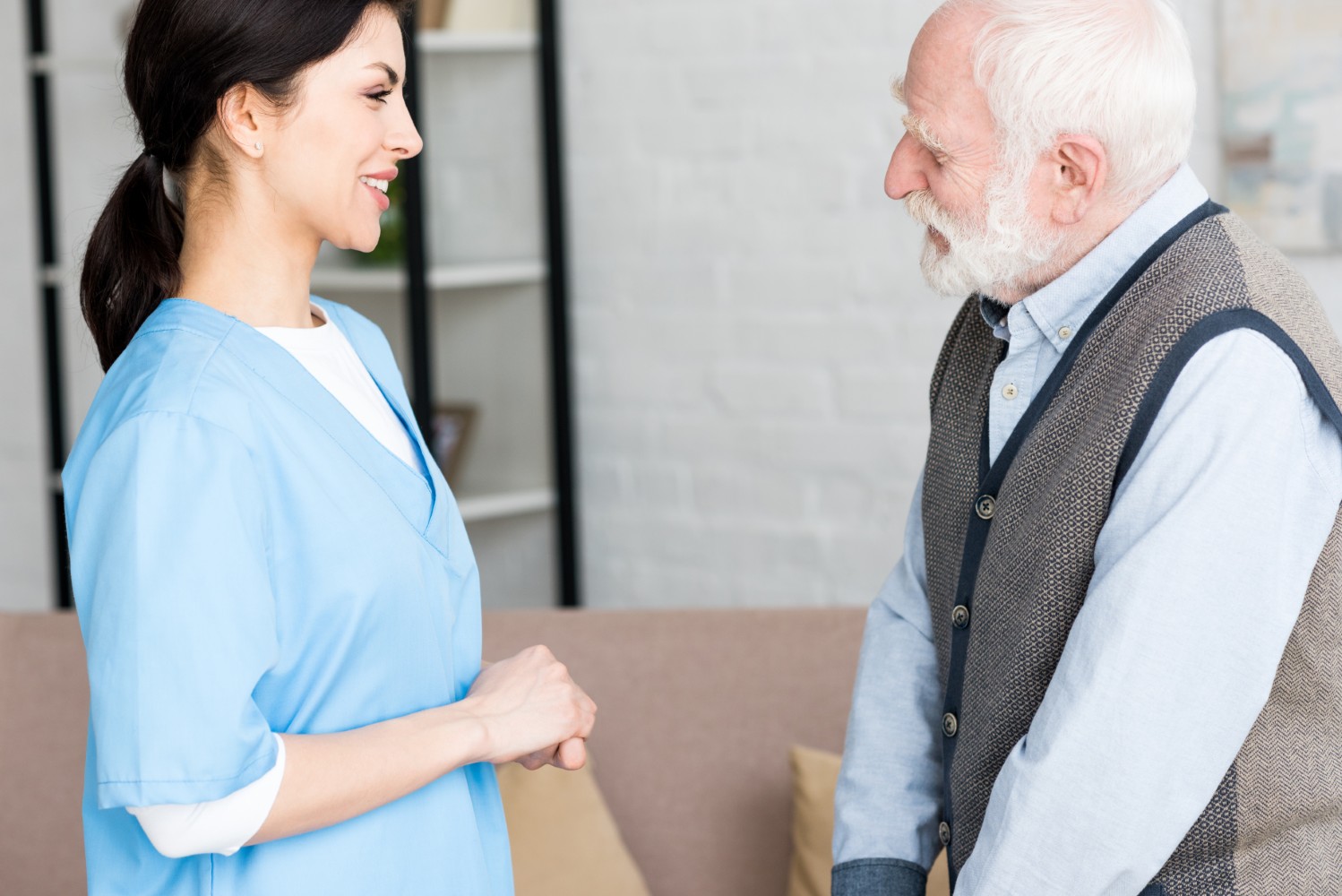 A caregiver supporting an older adult in New Britain